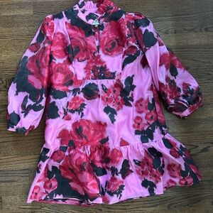 Tuckernuck Cerise Blossom Jacquard Palmerston floral Dress Size M NWT